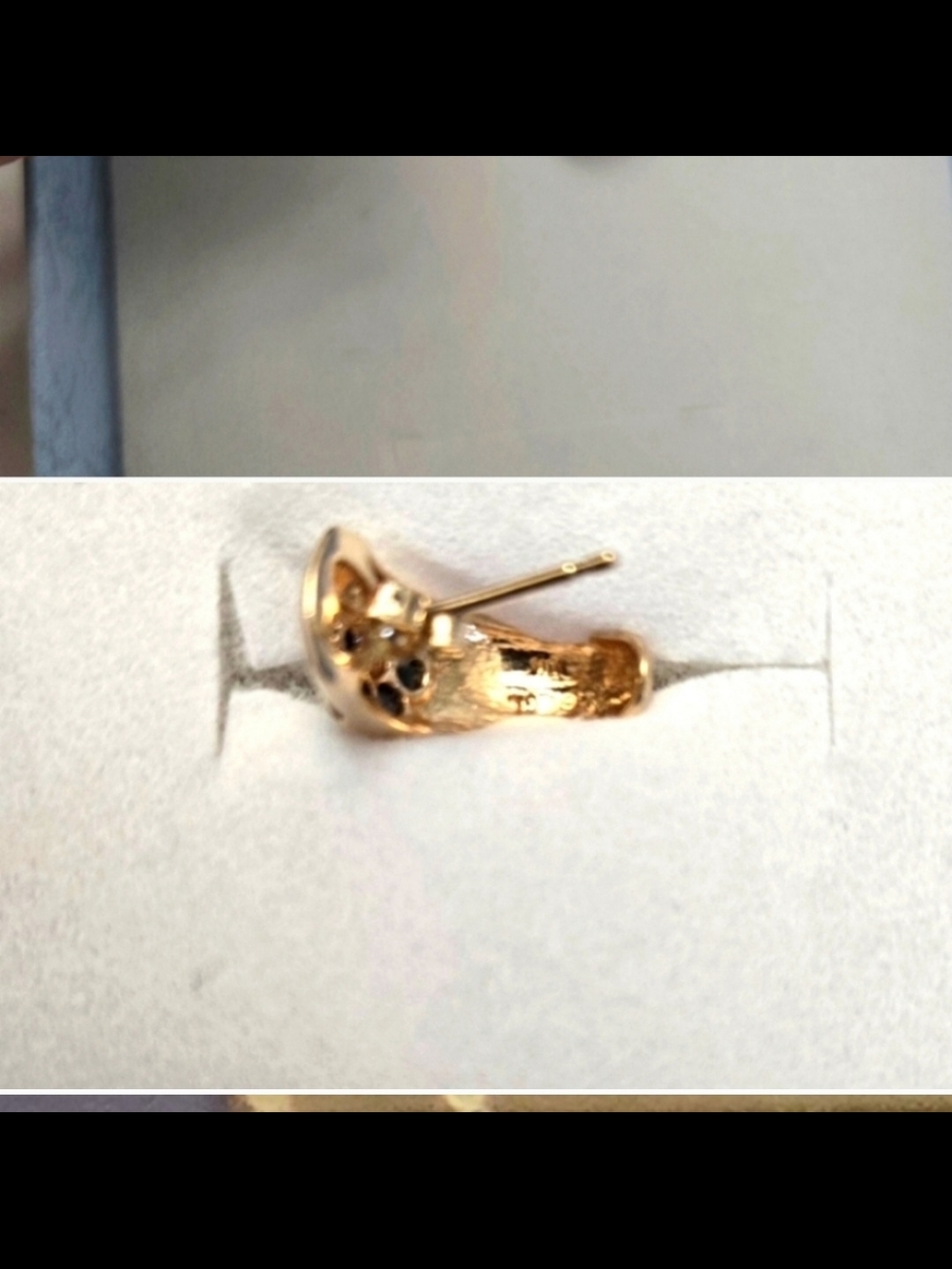 10kt Solid Yellow Gold Genuine Sapphire Open Ended Huggie Earrings - Picture 9 of 14